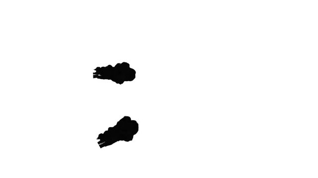 Abstract Black ink drop in water on a white background for effects with Alpha channel matte. 3d render. voxel graphics. computer simulation V5