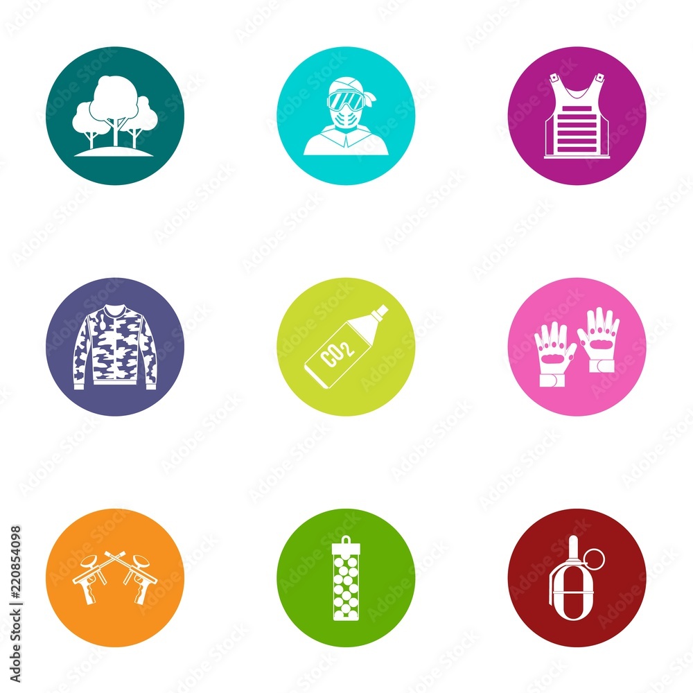 Poster ambuscade icons set. flat set of 9 ambuscade vector icons for web isolated on white background