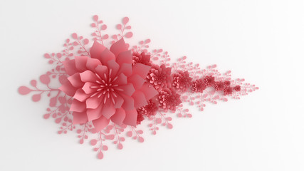 Paper flowers. 3d illustration, 3d rendering.