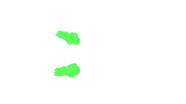 Abstract Green ink drop in water on a white background for effects with Alpha channel matte. 3d render. voxel graphics. computer simulation V9