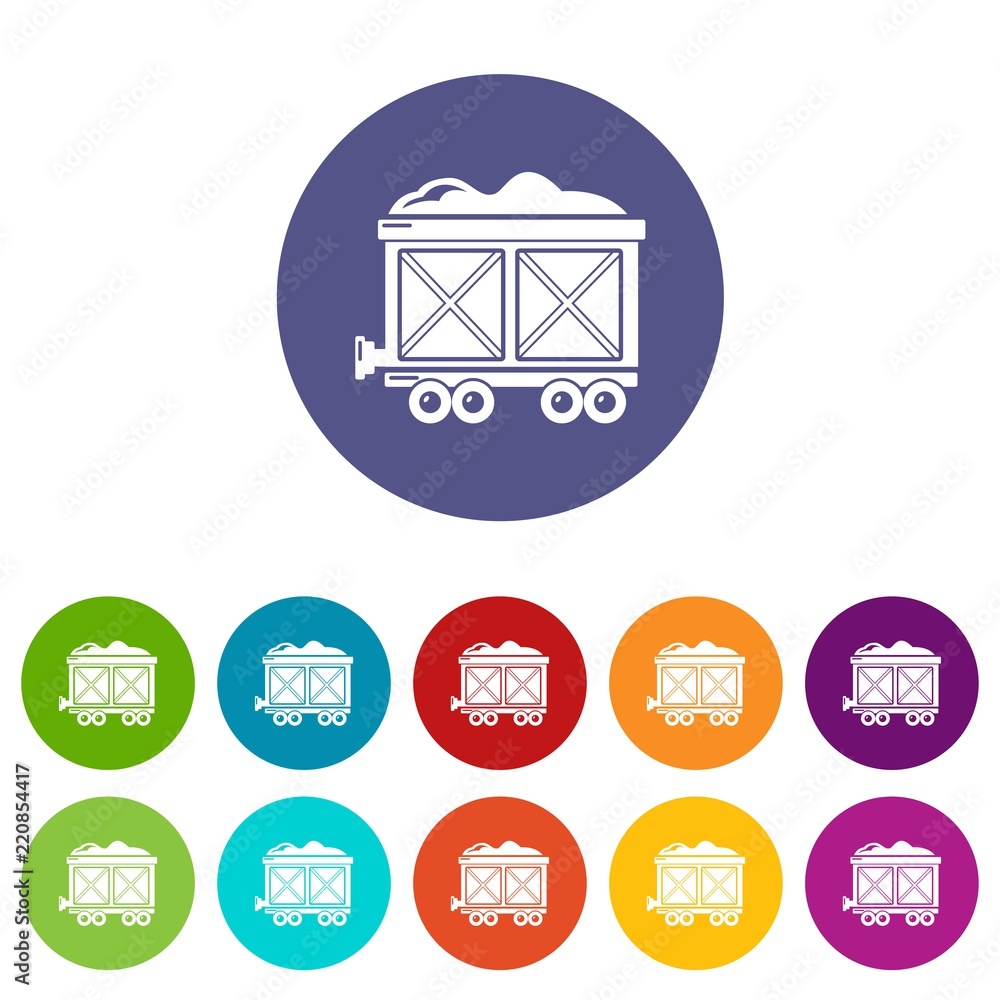 Poster railway wagon icons color set vector for any web design on white background