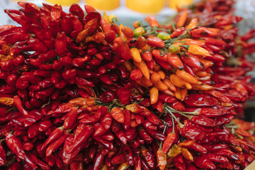 Fototapeta premium red chili peppers, closeup view