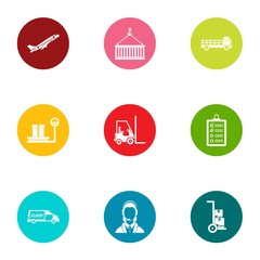 Handling icons set. Flat set of 9 handling vector icons for web isolated on white background