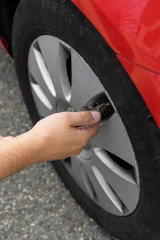 Checking tire car pressure