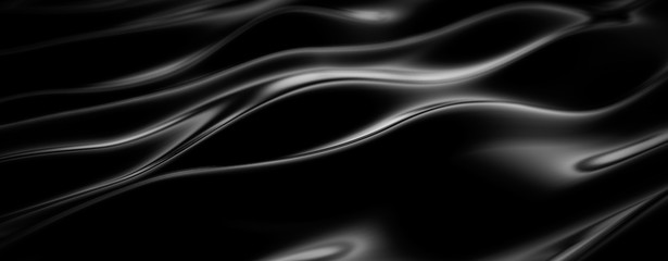 Fototapeta Luxury black drapery fabric background. 3d illustration, 3d rendering. obraz