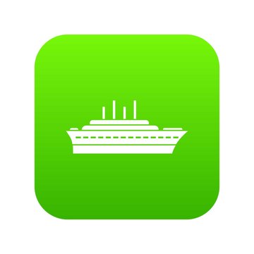 Ship icon digital green for any design isolated on white vector illustration