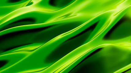 Luxury green drapery fabric background. 3d illustration, 3d rendering.