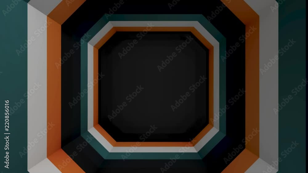 Poster square colored tunnel. abstract animation of a square multicolored tunnel
