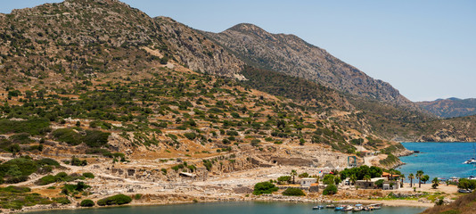 Bay between the Datca Peninsula and the island of Knidos, indented coastline between of...