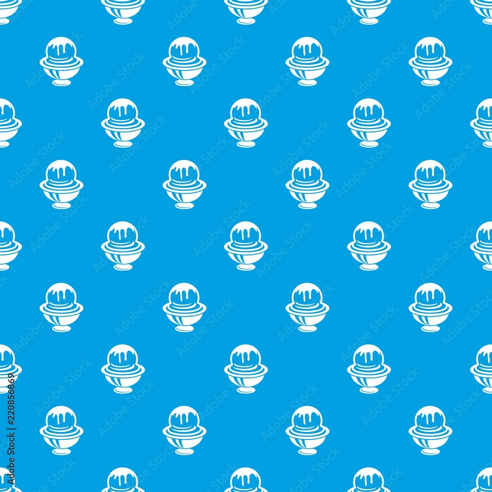 Poster ice cream in cup with frosting pattern vector seamless blue repeat for any use