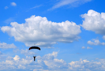 Skydiver in the sky
