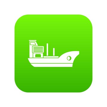 Marine ship icon digital green for any design isolated on white vector illustration