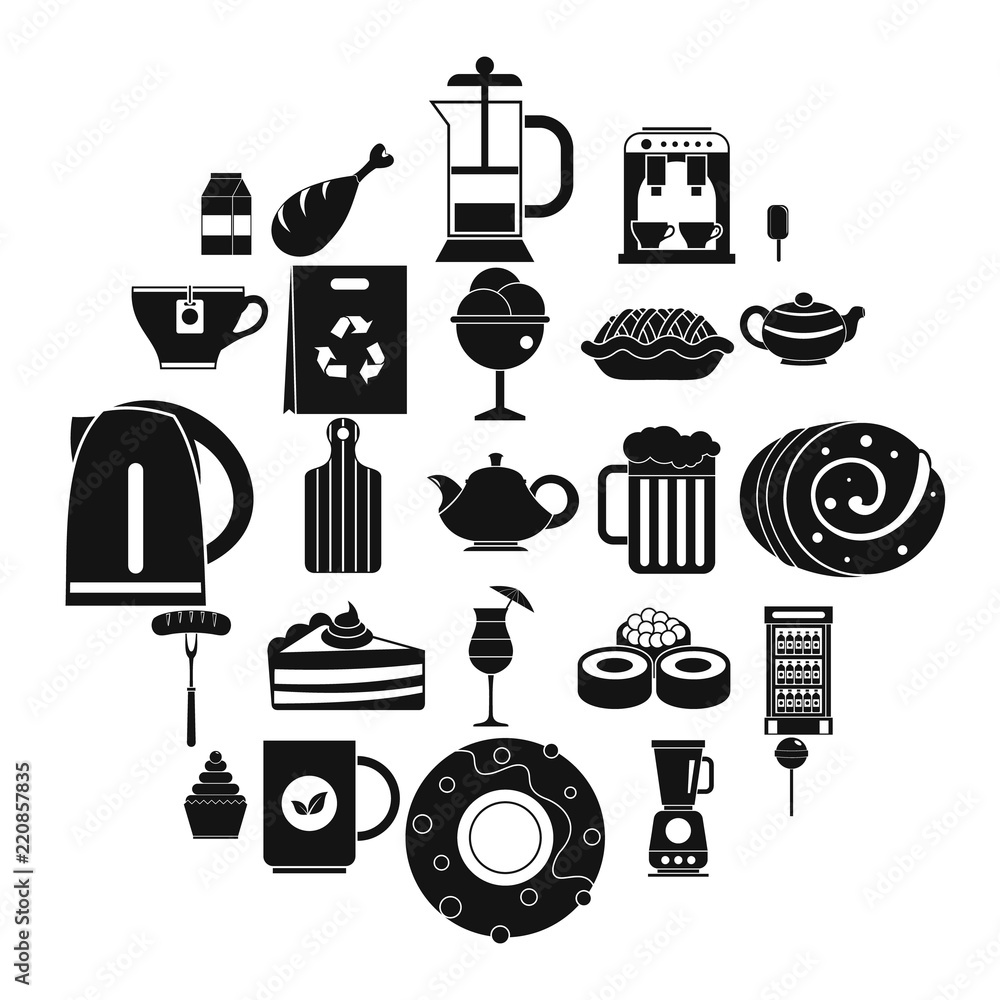 Poster canteen icons set. simple set of 25 canteen vector icons for web isolated on white background