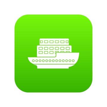 Large passenger ship icon digital green for any design isolated on white vector illustration