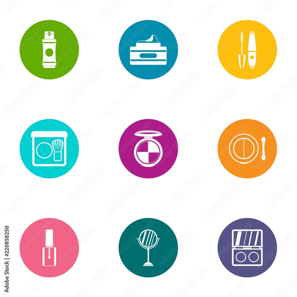 Poster outward appearance icons set. flat set of 9 outward appearance vector icons for web isolated on whit