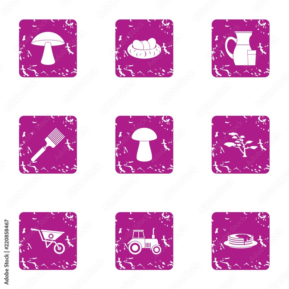 Poster private plot icons set. grunge set of 9 private plot vector icons for web isolated on white backgrou
