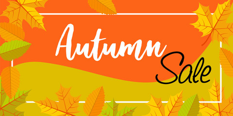 Autumn sale banner horizontal. Flat illustration of vector autumn sale banner horizontal for web design