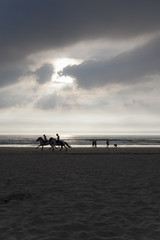 Riders on the Beach at Sunset
