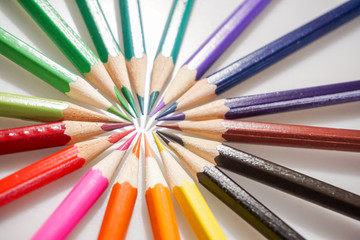 Fototapeta premium Color pencils white background colorful
