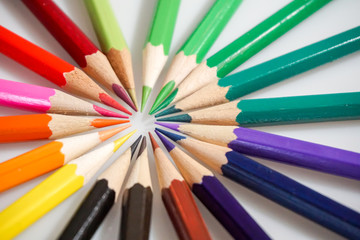 Fototapeta premium Color pencils white background colorful