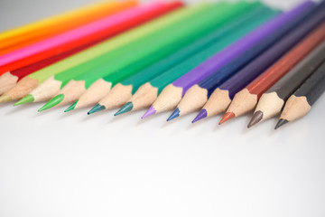 Fototapeta premium Color pencils white background colorful