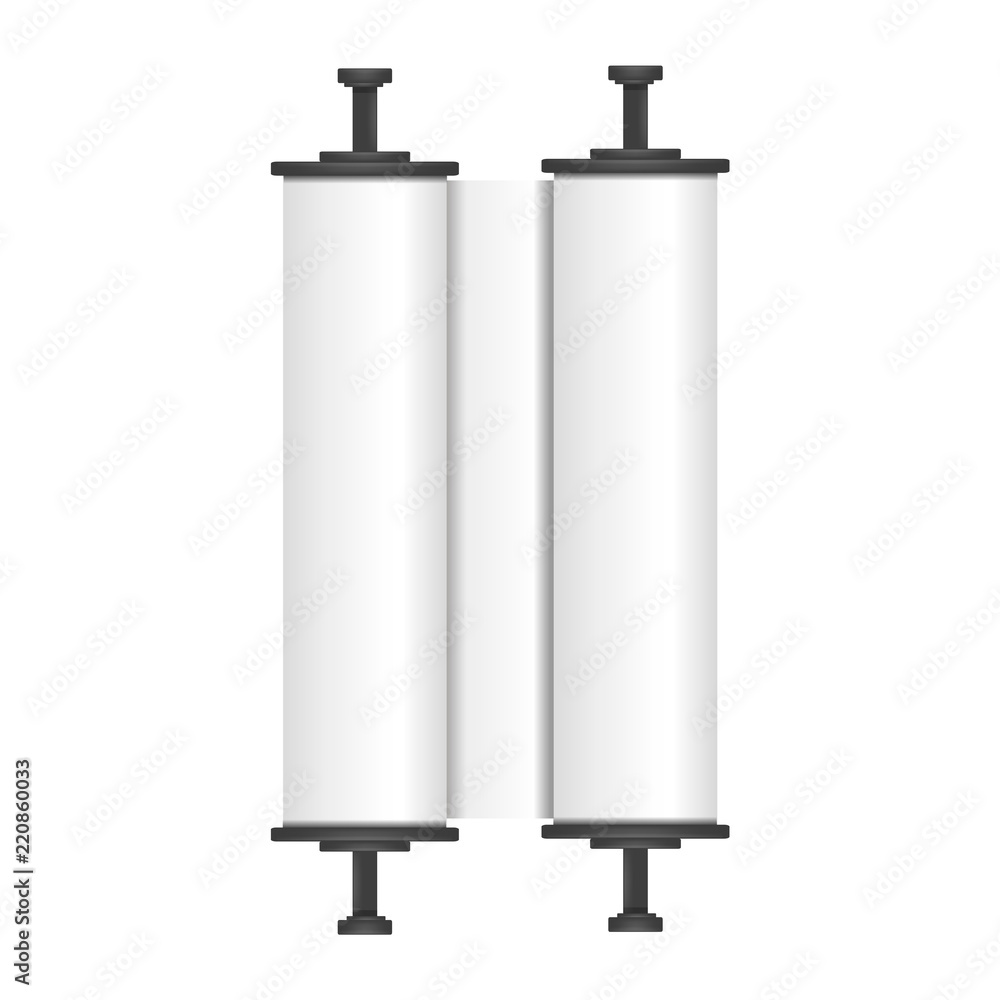 Poster torah scroll papyrus mockup. realistic illustration of torah scroll papyrus vector mockup for web de
