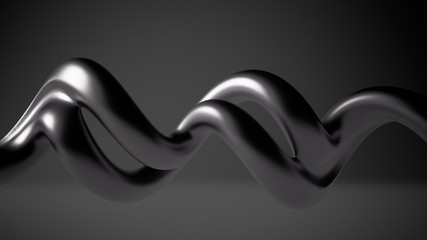 Black, stylish, modern metallic background with smooth lines. 3d illustration 3d rendering