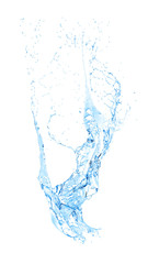 Naklejka na ściany i meble Isolated blue splash of water splashing on a white background. 3d illustration, 3d rendering.