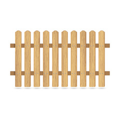 A wooden fence made of planks fastened with metal nails. Vector illustration with shadow