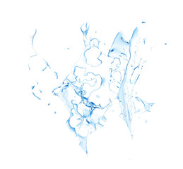 Obraz na płótnie Canvas Isolated blue splash of water splashing on a white background. 3d illustration, 3d rendering.