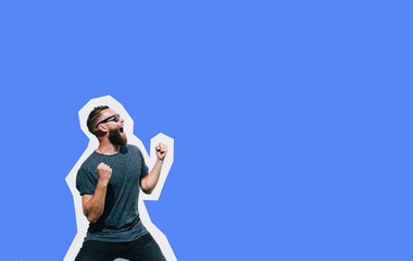 Crazy hipster man emotions