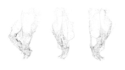Isolated transparent splash of water splashing on a white background. 3d illustration, 3d rendering.