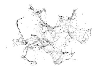 Isolated transparent splash of water splashing on a white background. 3d illustration, 3d rendering.