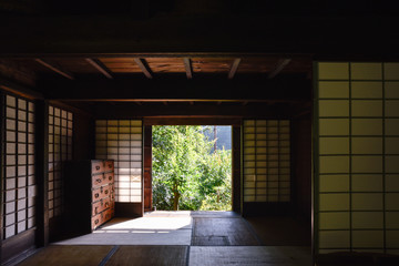 empty traditional room with window in japan