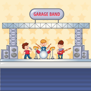 Garage Rock Band Concept Background. Cartoon Illustration Of Garage Rock Band Vector Concept Background For Web Design