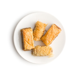 Sweet dessert baklava and kantaifi.