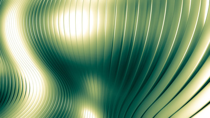 Light green beautiful colorful 3d background with smooth lines and waves of metal. 3d illustration, 3d rendering.