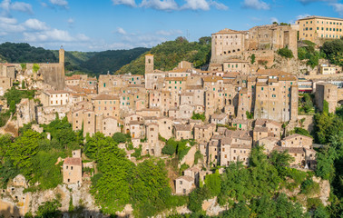Panoramic sight of Sorano, in the Province of Grosseto, Tuscany (Toscana), Italy.