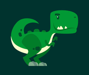 Cute green curious dinosaur - a cartoon character