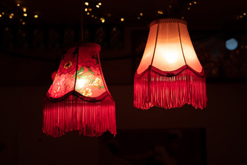red lamps lit for christmas decoration