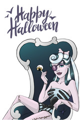 Zombie Pinup Girl . Vector illustration of a sexy zombie pinup girl 1