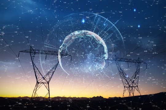 Composite image of image of earth with different times