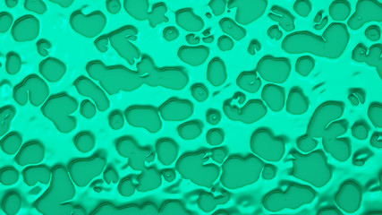 Green abstract, three-dimensional background with flowing fluid flowing on the wall. 3d illustration 3d rendering