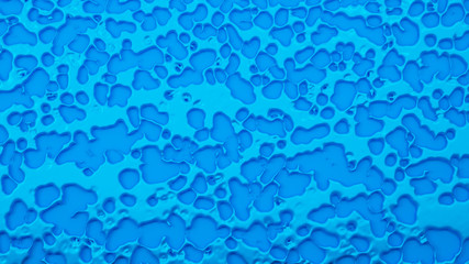 Blue abstract, three-dimensional background with flowing fluid flowing on the wall. 3d illustration, 3d rendering.