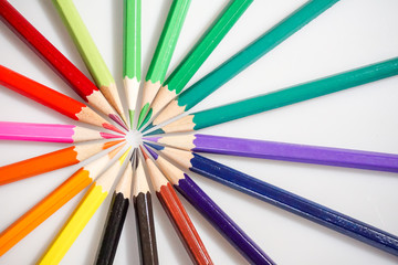 Fototapeta premium Color pencils white background colorful