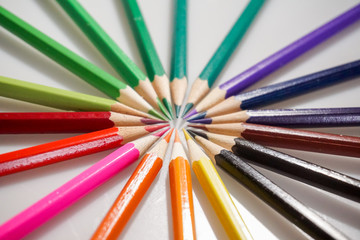 Naklejka premium Color pencils white background colorful