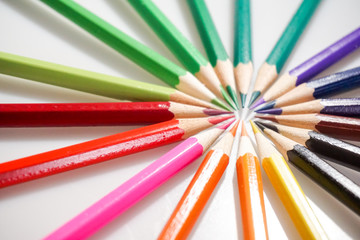 Naklejka premium Color pencils white background colorful