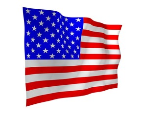 Fototapeta premium Waving flag of the United States of America. Stars and Stripes. State symbol of the USA. 3D illustration