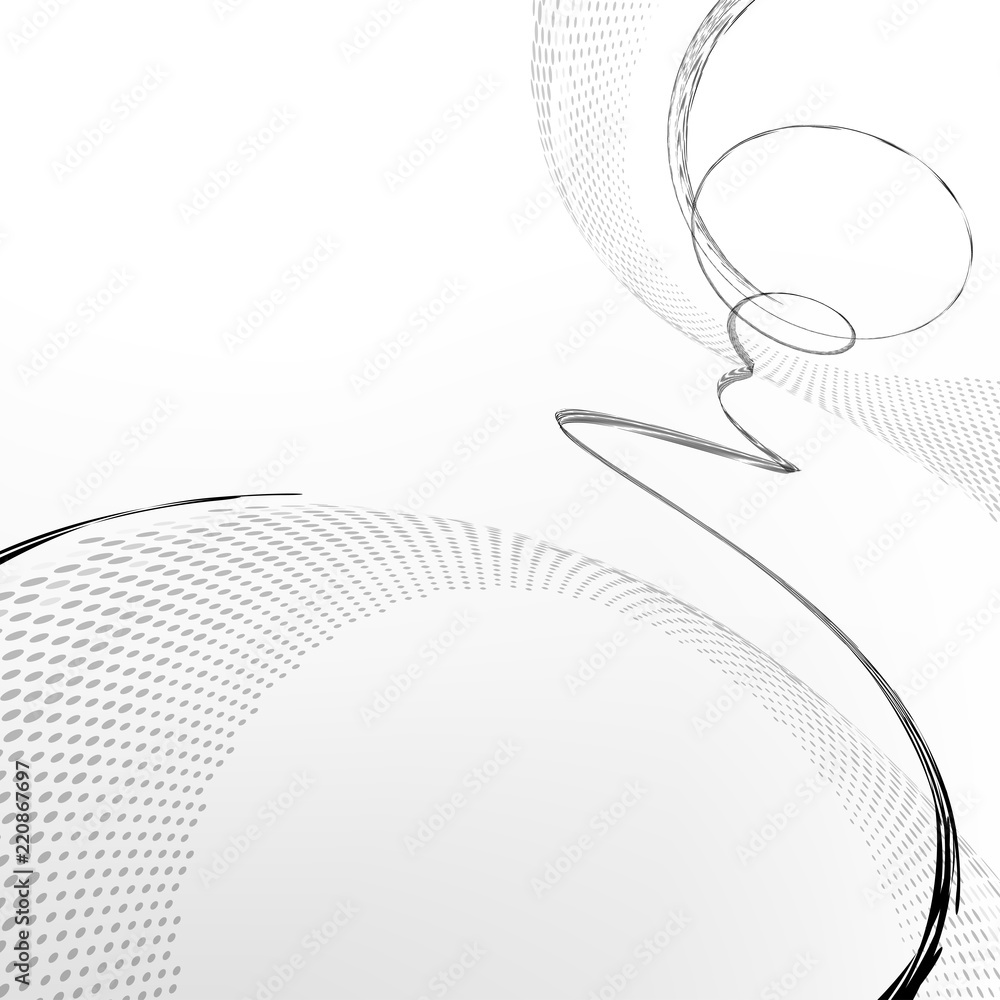 Leinwandbilder Black and white abstraction with thin spiral line. Minimal BW vector graphics