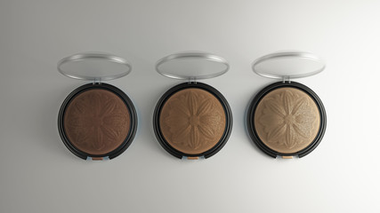 Eyeshadow. White background. Fashion, makeup, cosmetics, decorative cosmetics, care, beauty, glamor, accessory, female, gift. 3D illustration, 3D rendering.